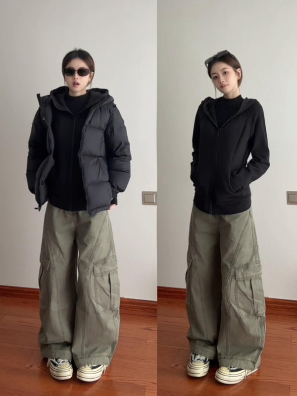 山东即墨卫衣上衣女暗黑色2025新款韩系百搭掐腰减龄秋季显瘦外套|undefined