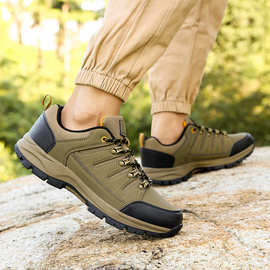 夏季新款登山鞋厚底舒适工装鞋厂家批发系带圆头男士户外运动鞋子