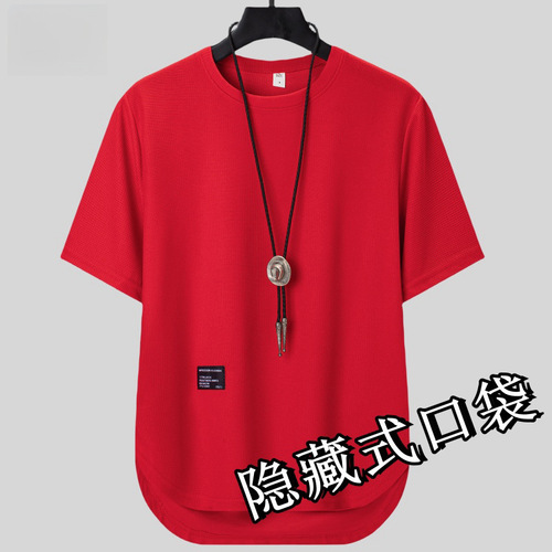 Source factory foreign trade pocket short sleeve t-shirt men's loose versatile casual simple half-sleeve undershirt wholesale 