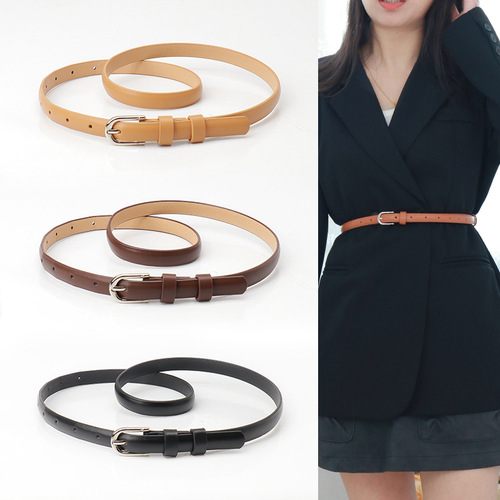 Women's Han Style Fashion Alloy Pin Buckle Slim Belt for Dresses and Small Coats, Simple Style Belt