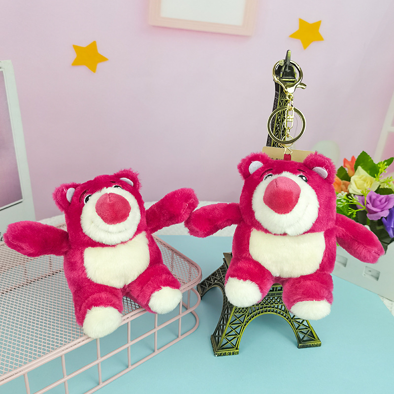 Cartoon plush fuchsia keychain