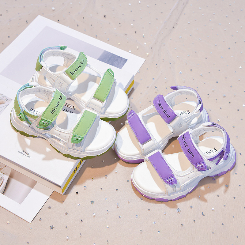 Zapatos casuales de moda de niñas versátiles 2026 verano nuevo niño hueco zapatos de soleas de playa deportiva suave image 5