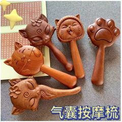 木製のエアクッションの櫛は桃の花の漫画のかわいいエアクッションの櫛を招きます。