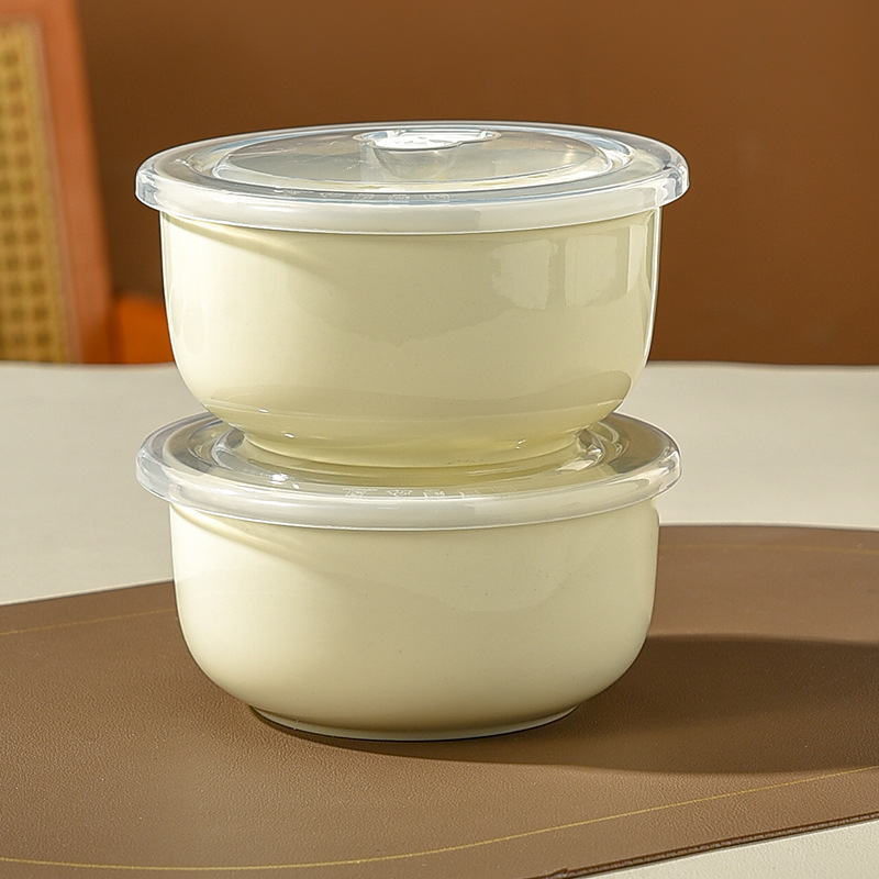 Cuencos de cerámica de tres piezas con cubierta de caja de preservación de microondas sellado de bento para estudiantes de almuerzo de oso grande