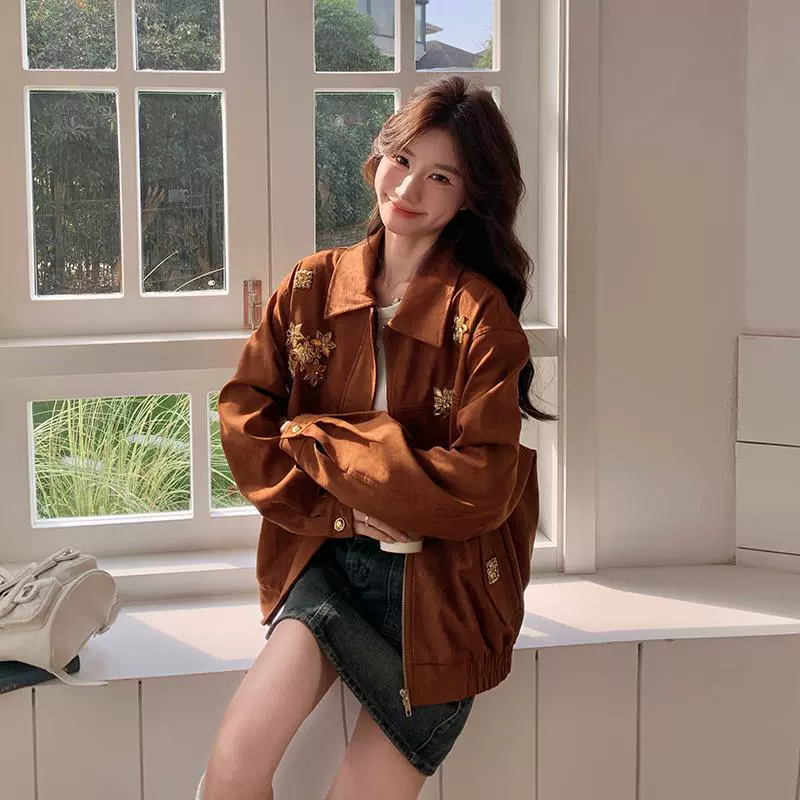 Вельветовая весенняя куртка на молнии, американский стиль, тренд сезона, для подростков, западный стиль