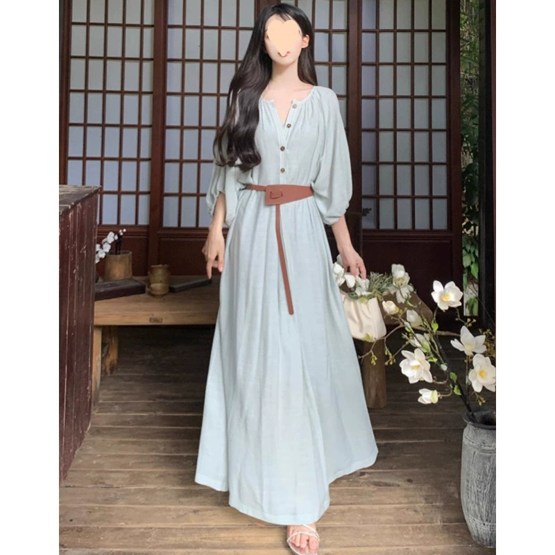 Фиолетовое платье с длинными рукавами больших размеров, женское французское модное раннее лето, толстая мм, красивая одежда дофамина, длинная юбка