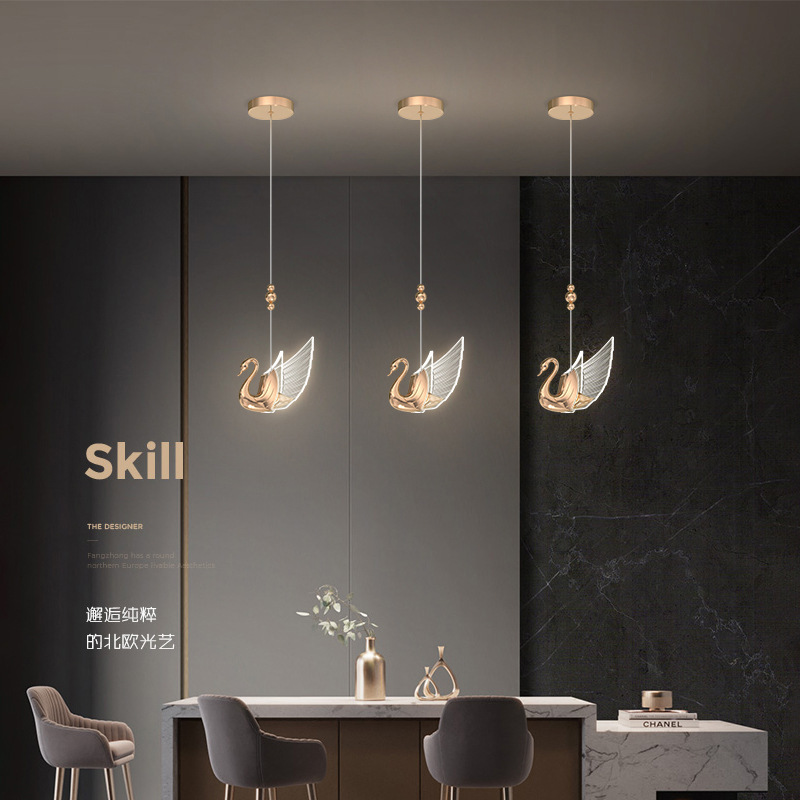 Cabecera de cama comedor faro cisne sala de estar sofá personalidad fondo pared cabecera lámpara de cama bar lámpara de dormitorio candelabros creativos