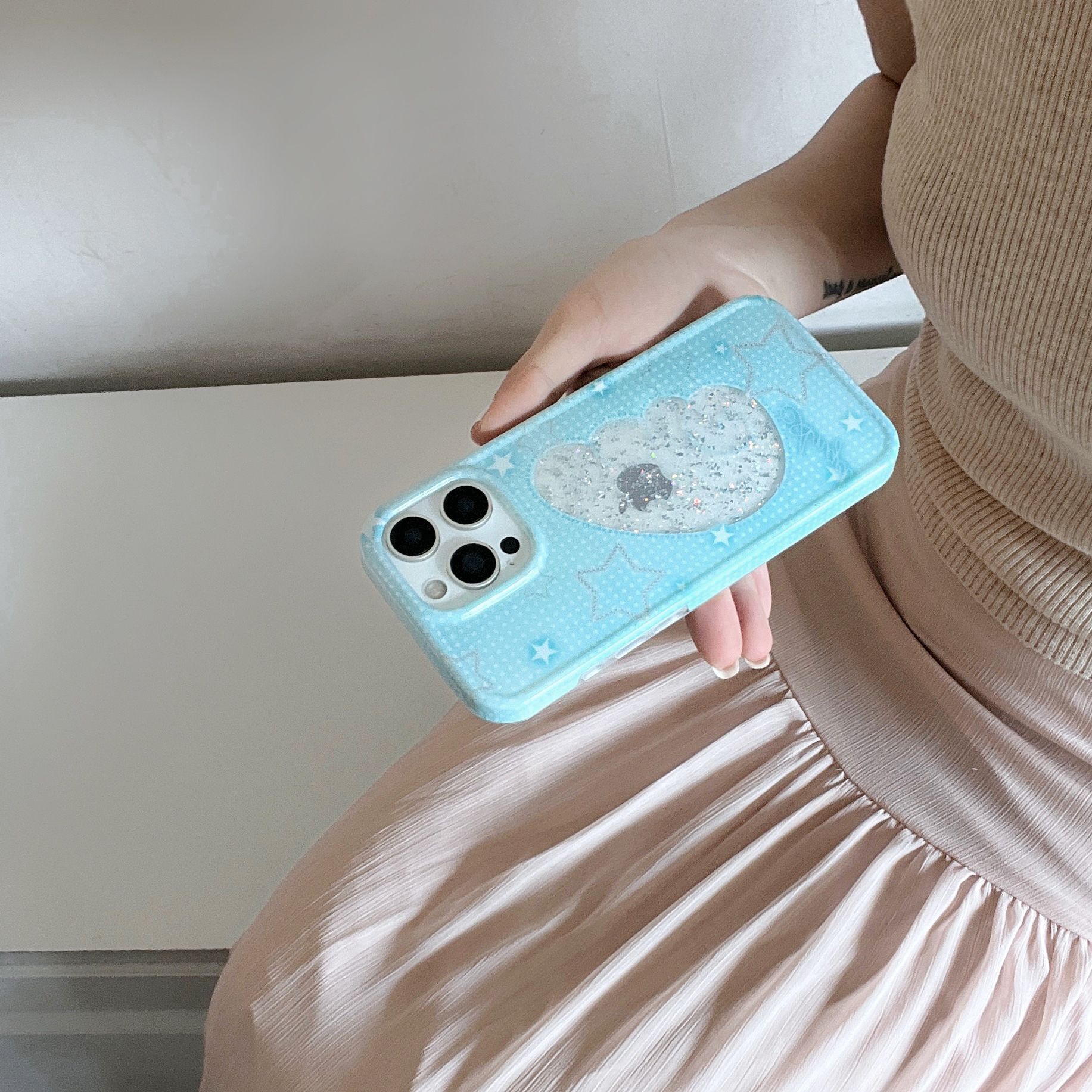 Alas de estrella a cuadros frescas de ensueño para Apple 15ProMax funda para teléfono móvil 16Pro hueco 14/13 nuevo