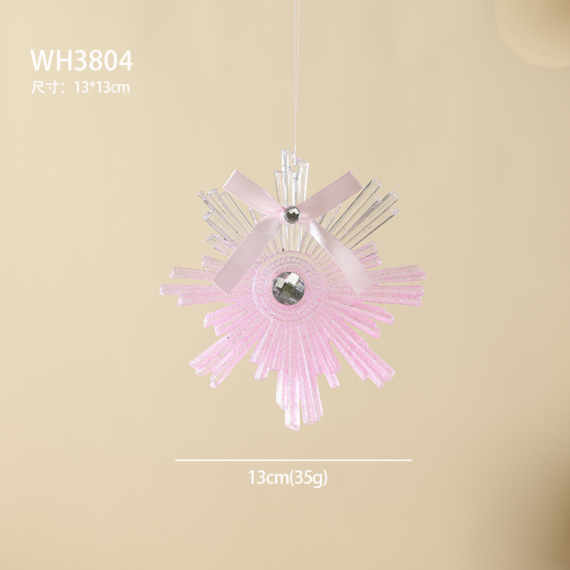 Nuevos adornos de árbol de Navidad transfronterizos colgante rosa transparente polvo acrílico colgante escena diseño props de disparo