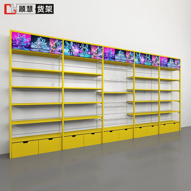 Стеллаж для демонстрации товаров от производителя, настраиваемый, с крючками, для канцелярских товаров, модный, для игрушек, желтый.