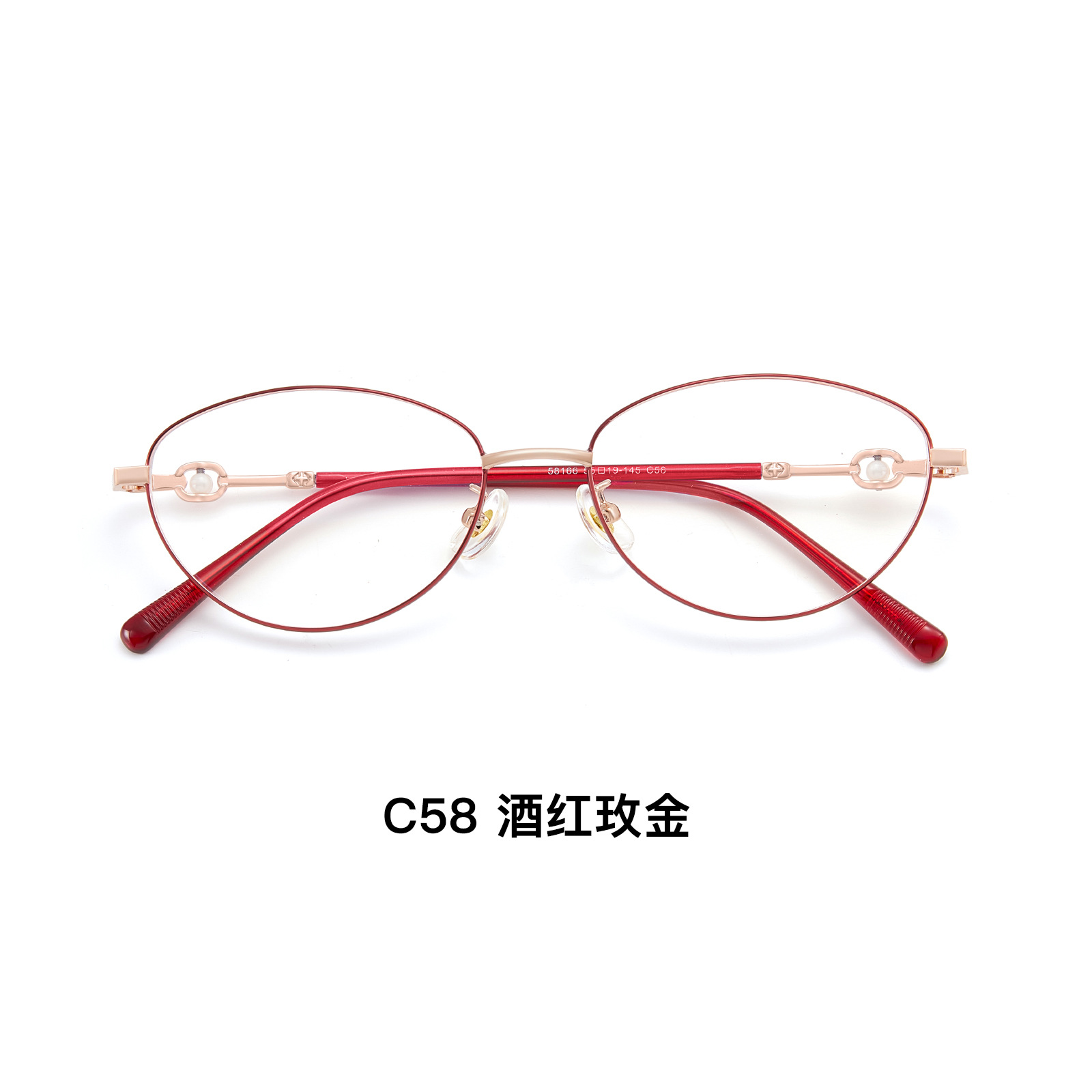 Mayorista ronnz peludo con el mismo marco de gafas de oro, marcos de gafas de perlas de ojos de gato, marcos de gafas de alta inteligencia.