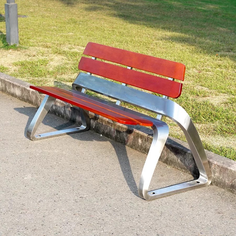 silla de parque de acero inoxidable banco al aire libre banco de jardín plaza taburetes al aire libre asiento público de ocio de plástico de madera anticorrosivo image 11