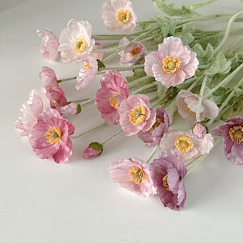Цветок искусственный цветок розовый букет исландского мака ins украшение для гостиной цветочная композиция украшение вазы ручной букет