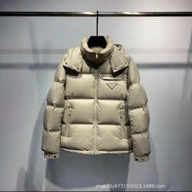 P家2025秋冬男装新三角标连帽羽绒夹克宽松百搭户外保暖外套