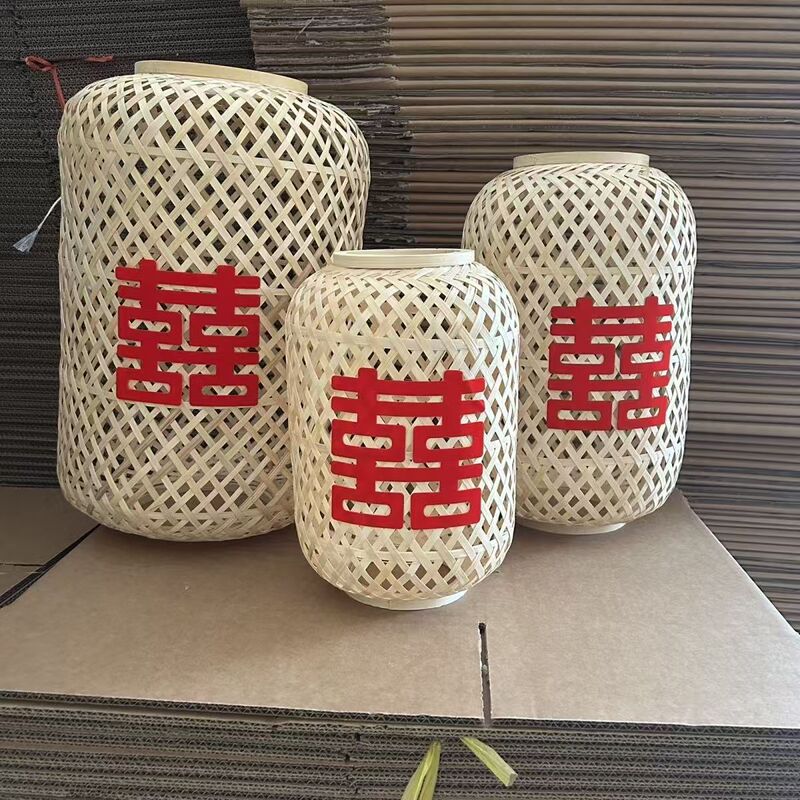 竹编灯笼手工编织笼子装饰复古风中式茶楼餐厅饭店火锅店灯笼吊灯|undefined
