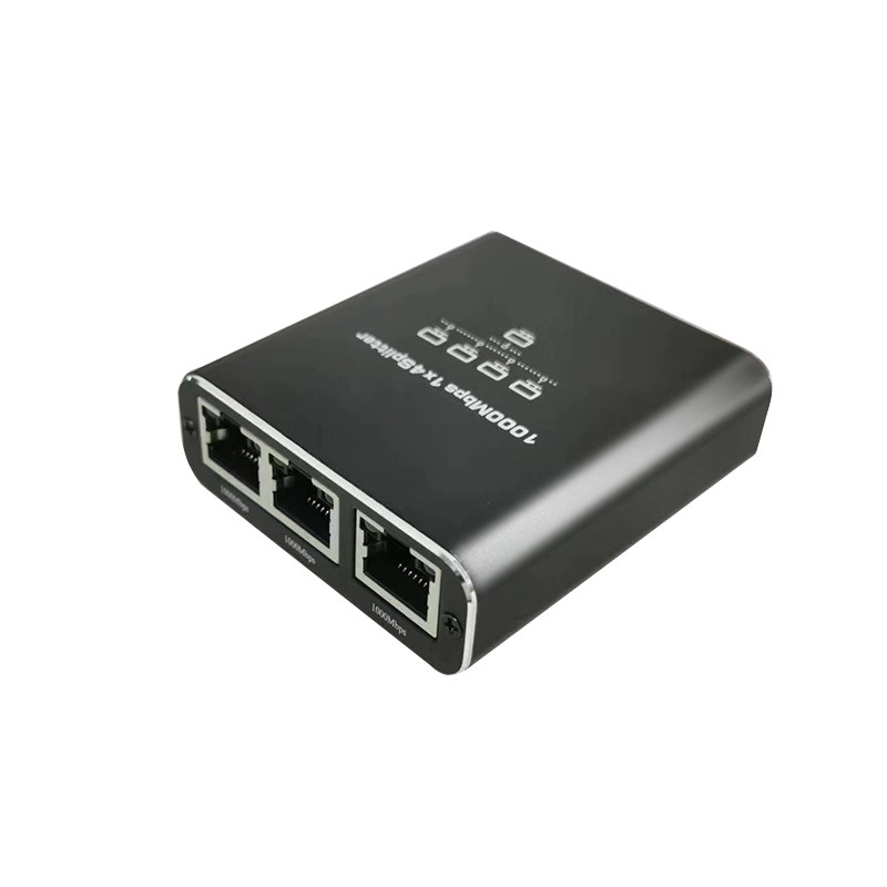厂家千兆网络分配器1分4网络RJ45接头千兆一分四1进4出网络分配器