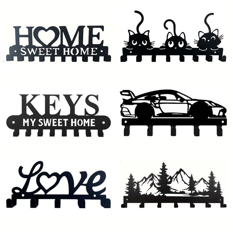 Cross-Border Home Hook Storage Rack Iron Art Home Crafts Wall-Mounted Entrance Wall Entryway Wall Key Rack
