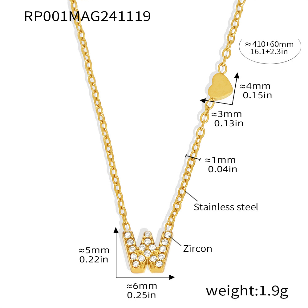 Qiong Yao Titanium Steel 26 letras con incrustaciones de circón Juego de joyas PVD chapado en oro real collar de retención de color pulsera anillo aretes