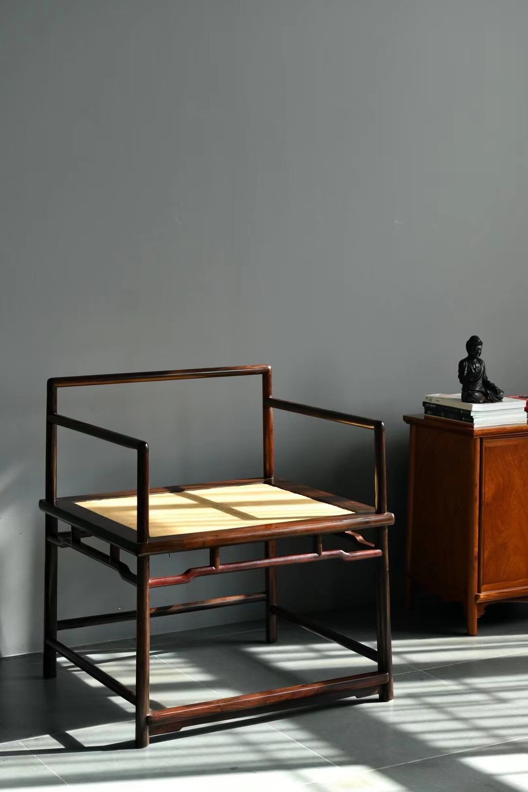 南美红酸枝微凹黄檀滕面禅椅打坐椅休闲椅仿古典新中式红木家具