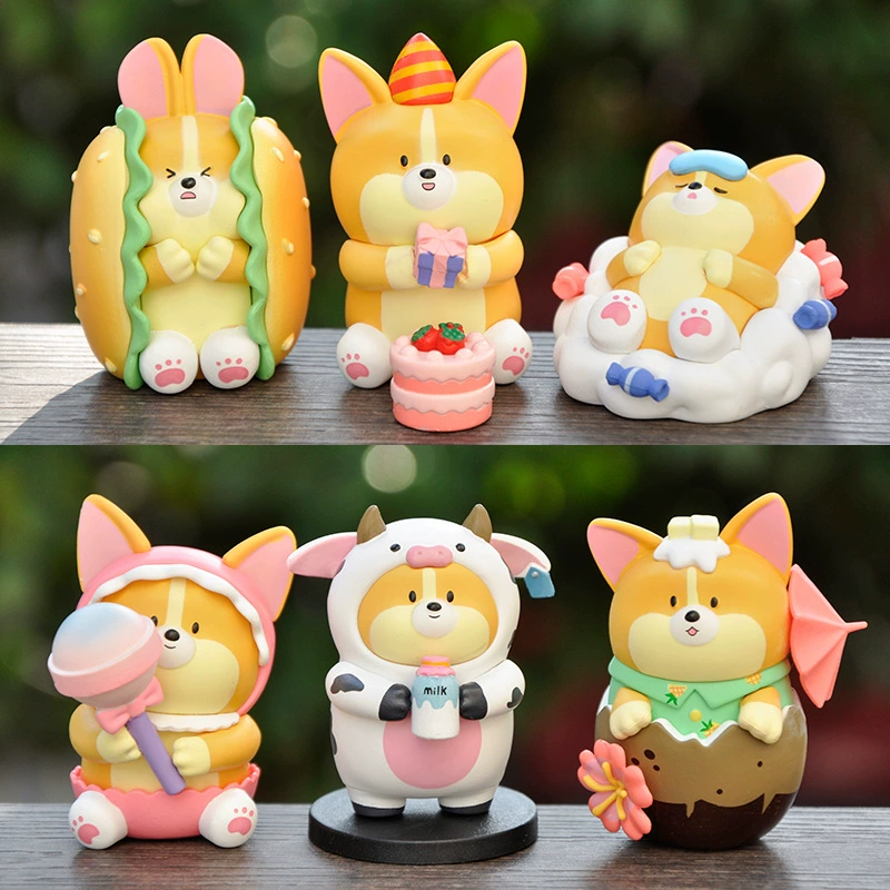 Новинка милый бургер Корги модель tide play blind box девочка сердце настольный сетевой декор декоративная красная машина интерьер