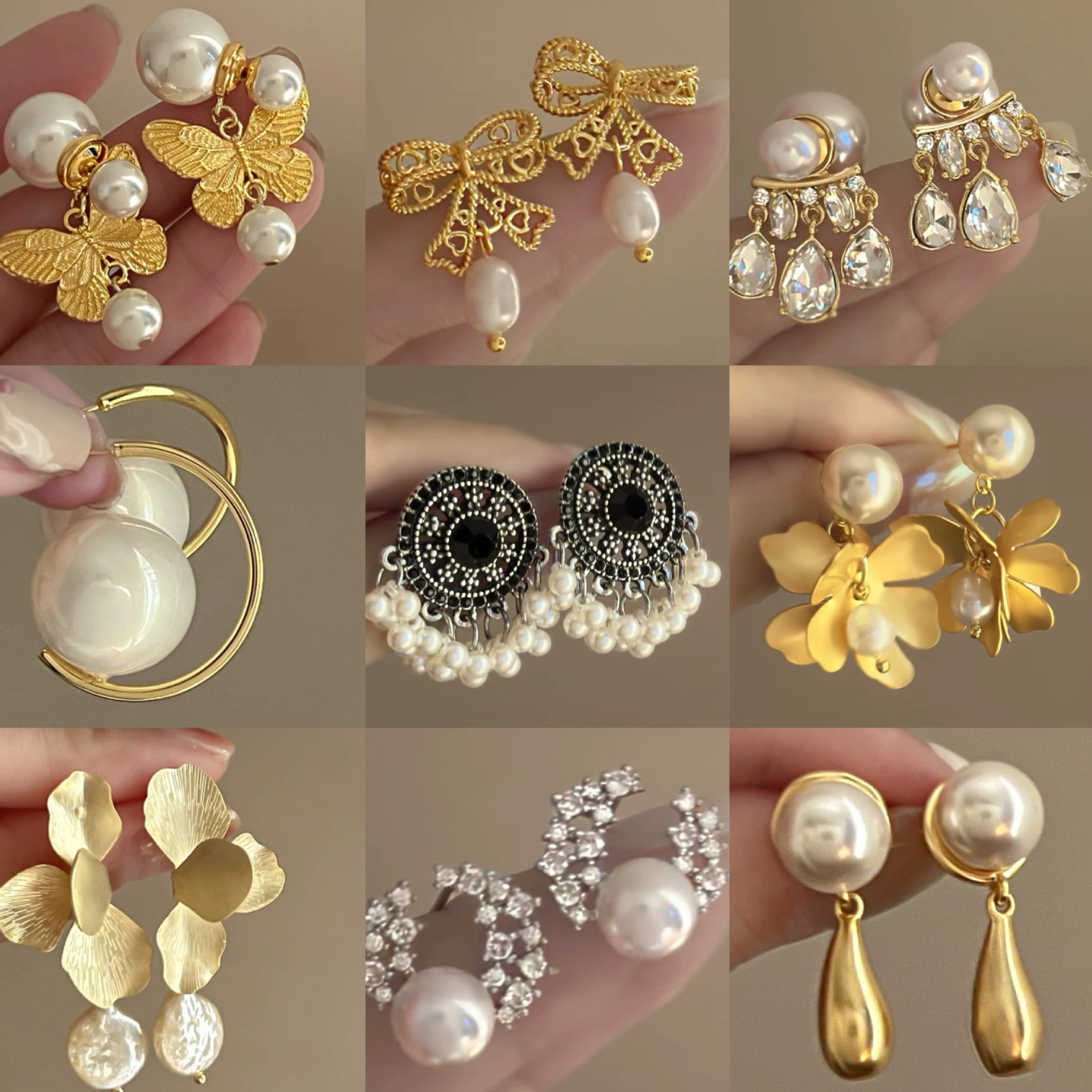 Pendientes de perlas artificiales de mariposa de aguja de plata Pendientes de todo fósforo de nicho retro femenino Pendientes de temperamento de moda Lujo ligero de alta gama