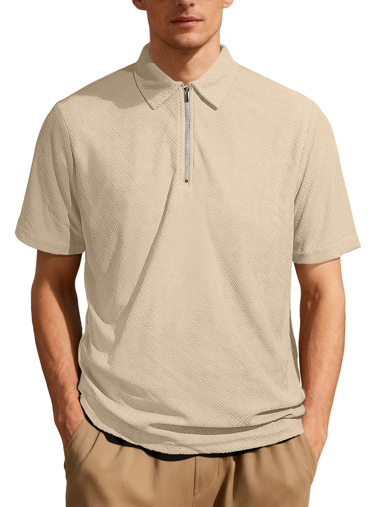 Nuevo comercio exterior transfronterizo de verano de Europa y Estados Unidos, camiseta de polo de manga corta casual diaria, camiseta de medio zipper