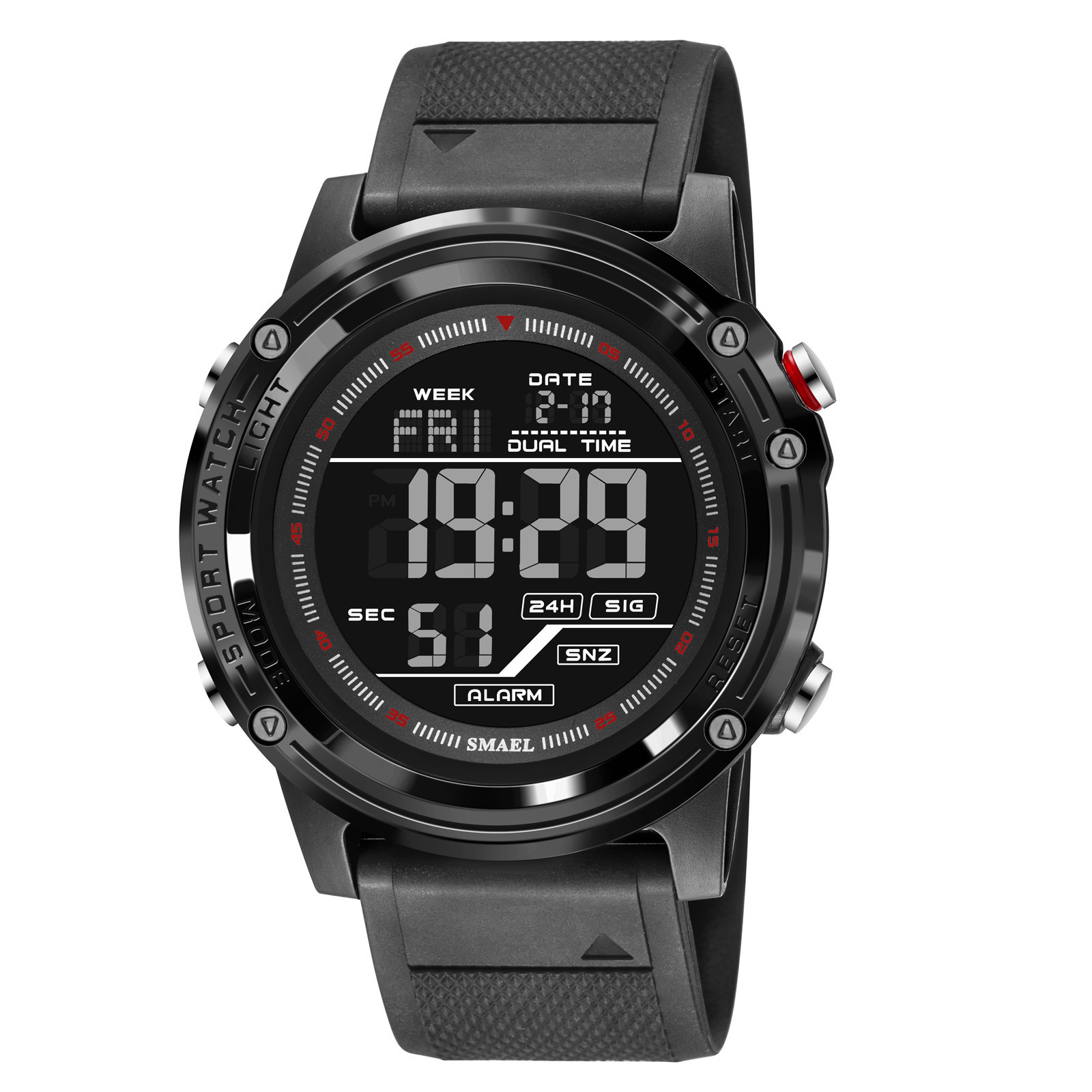 SMAEL reloj deportivo de pantalla única al aire libre estilo callejero personalidad impermeable reloj electrónico para hombres y mujeres