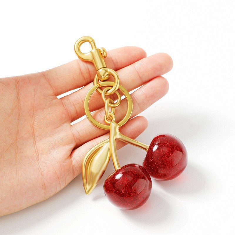 Cherry Fruit Bag Colgante Car Centimetro Keychain Colgante Bolso de mano Creativo Damas Regalos Decoración del automóvil image 15