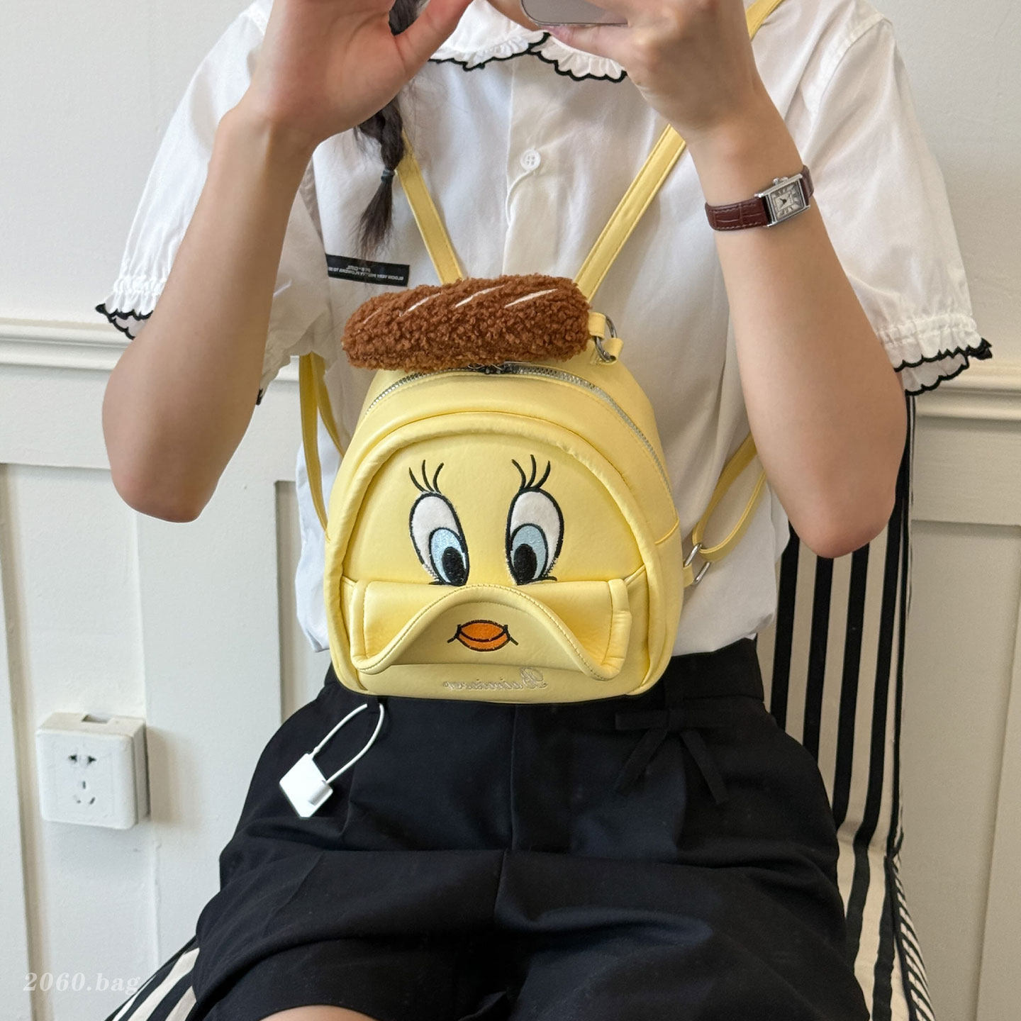 Yuanqi mochila encantadora chica viajar mochila pato 2026 mujer nuevo nicho mini dibujos animados