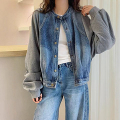 假两件拼接牛仔外套女欧洲站早春2025新款欧货女装宽松洋气上衣潮