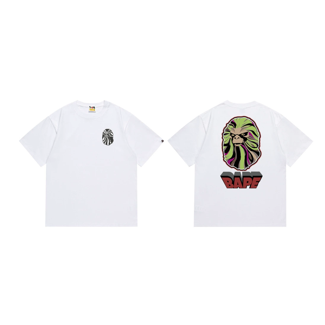 Короткая футболка повседневная с коротким рукавом (BAPE) двойной пряжи унисекс, разноцветная и размеры S–XXL