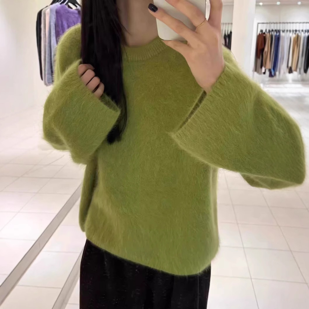 软糯温柔风宽松纯色套头仿水貂绒毛衣女秋冬韩版加厚慵懒风针织衫