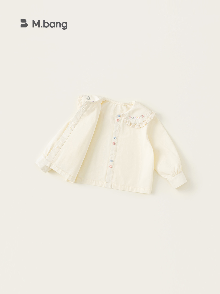 Youbao ropa para niños niñas de manga larga simple con cuello de muñeca de encaje interior camisa suelta bordada para niños