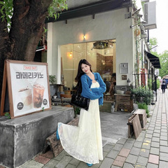复古高级感蕾丝吊带连衣裙女2025秋季新款收腰显瘦刺绣中长款裙子