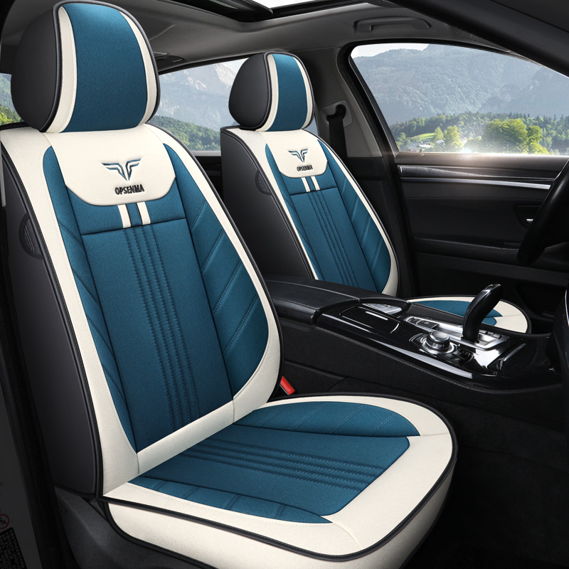 适用汽车坐垫亚麻冬季单座小车座套包四季通用透气车座椅垫