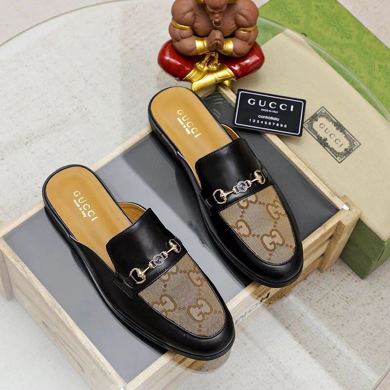 European Genuine Leather Toe-Cap Half Slippers for Outer Wear New Style Lazy Flats Mule Shoes One-Leg Heelless Leather Shoes for Men