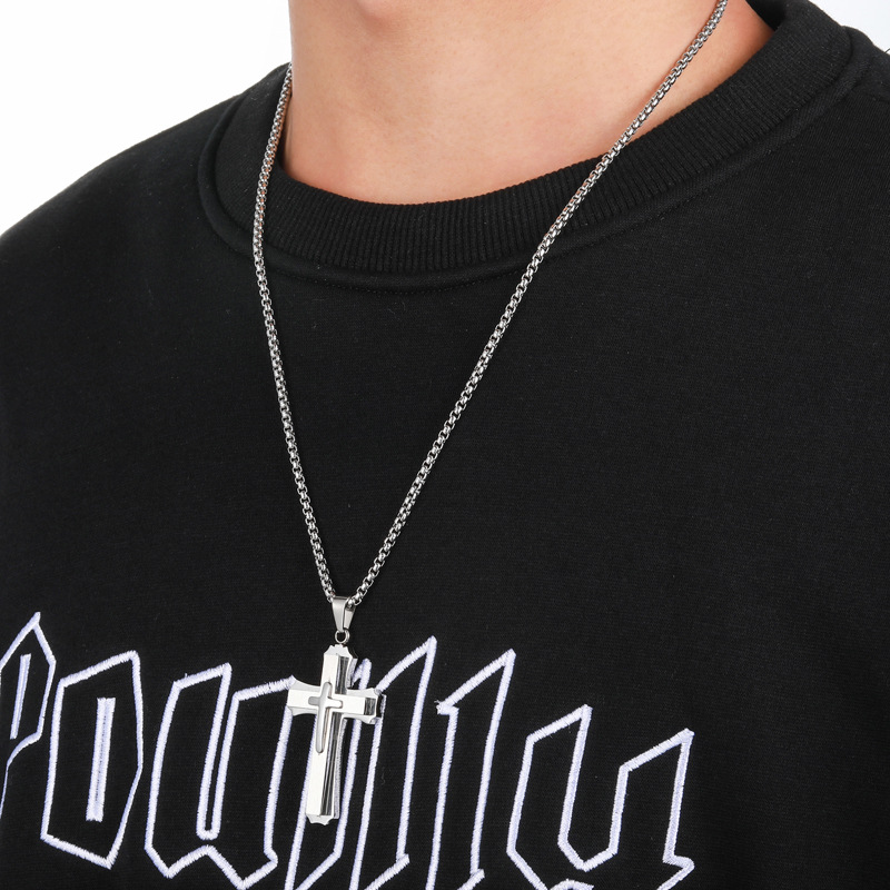 Hip Hop Cruzar Acero Inoxidable Enchapado Hombres Collar Colgante display picture 6