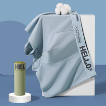 纯色纯棉男士内裤夏季超大码抗菌内档初中高大学生平角裤头透气