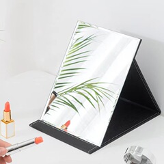Cross-border wholesale PU mirror foldable mirror multiple styles portable desktop mirror high-definition minimalist makeup mirror