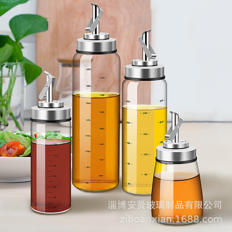Olla de aceite de vidrio de apertura y cierre automático botella de aceite hogar grande a prueba de fugas suministros de cocina condimento tarro condimento caja salsa vinagre olla