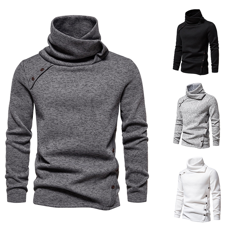 Pull tricoté de style américain pour homme, nouvelle collection automne et hiver, couleur unie, col montant_voghion.com
