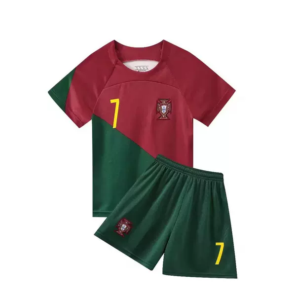 22-23 Portugal Home Number 7 C Ronaldo National Team Football Uniform Set Men's Team Uniform Jersey Children's Clothing 14-2XL