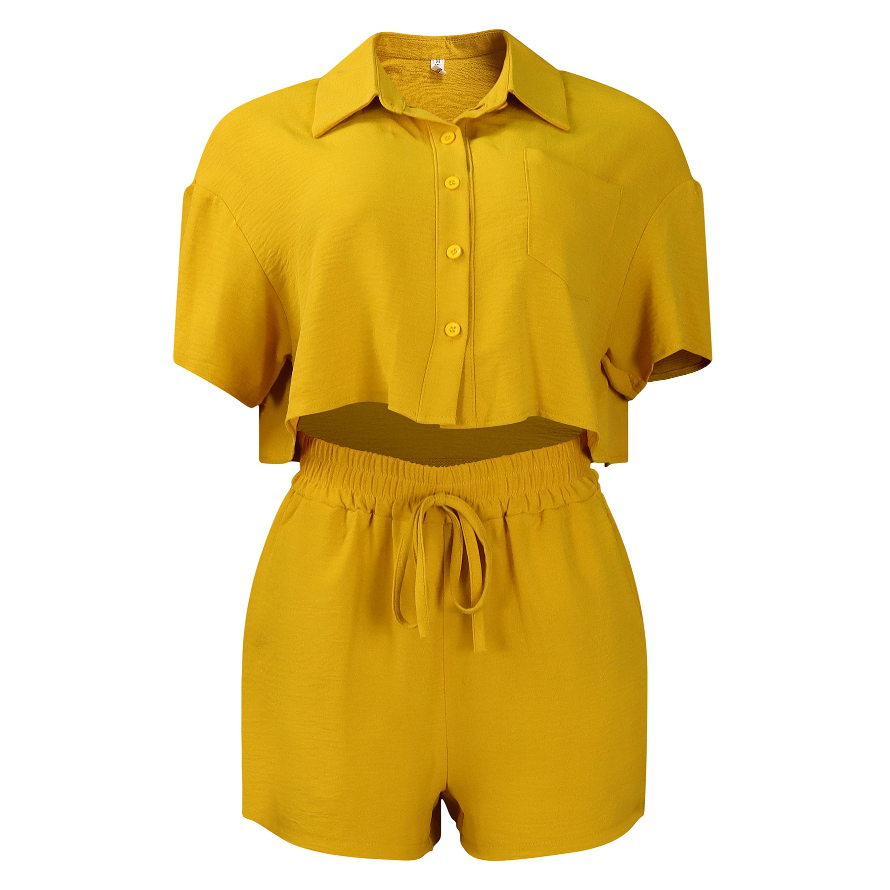 Women's Clothing summer new casual lapel short sleeved shirt shorts fashionable suit_mkmklike.com