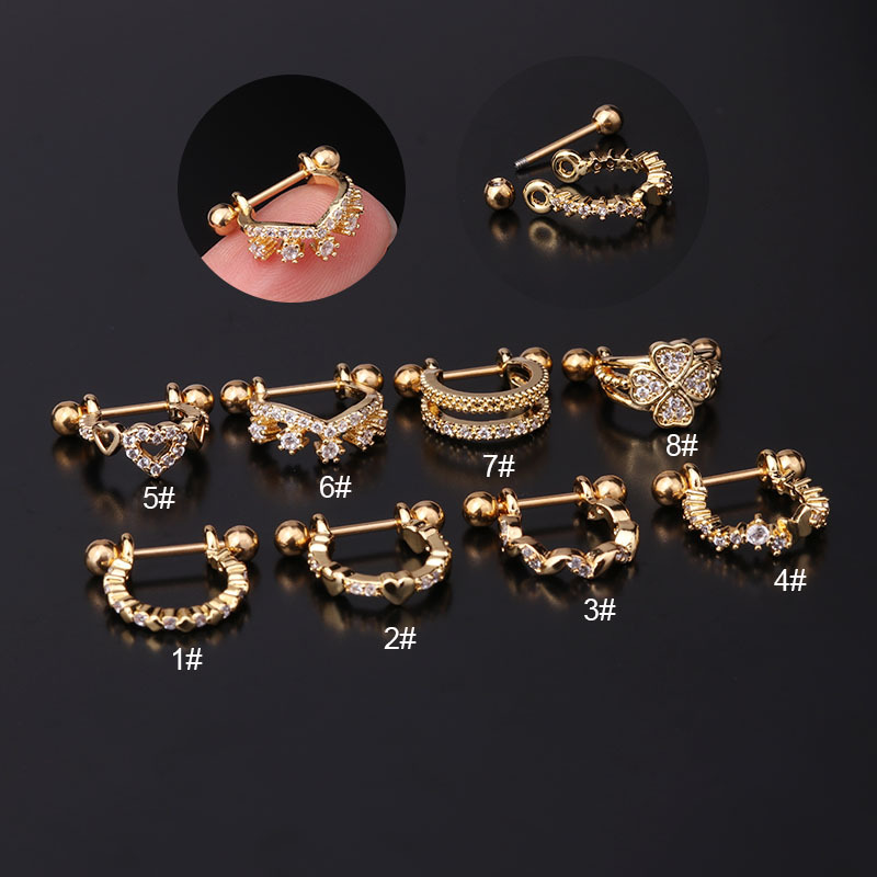 Ear Cartilage Rings & Studs Fashion Crown Copper Plating Artificial Gemstones display picture 20