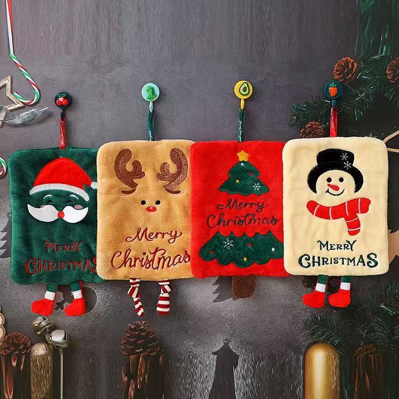 Cross-Border Christmas Hand Towel Hanging Quick-Drying Kitchen Rag Bathroom Children's Gift Hand Towel Hanging Design