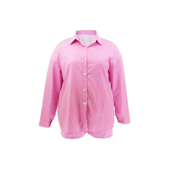 DHN124 European and American Cross-border Women's Summer Casual Blue Striped Short Sleeve Shirt and Shorts Holiday Style suit