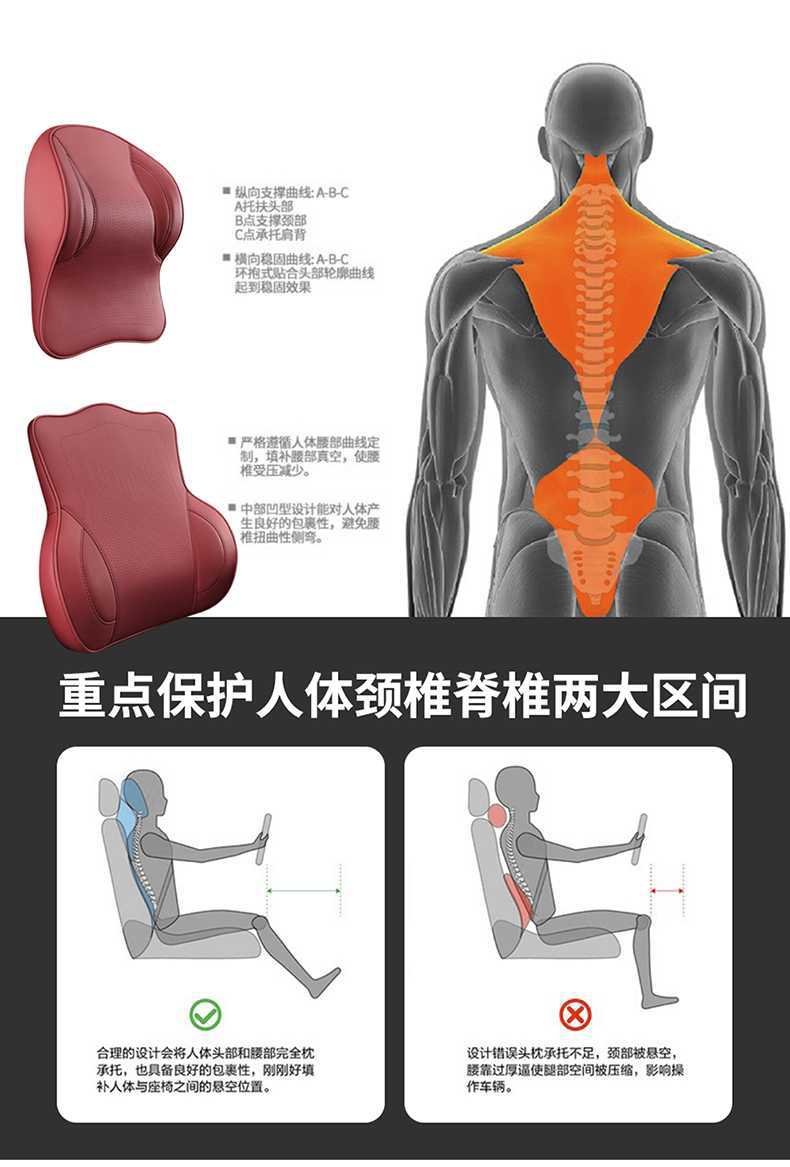 26 types of car headrests and lumbar supports, aviation memory foam neck pillows, ergonomic lumbar support car pillows for cross-border sales