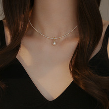 2025新款爆款极细施家小米珠珍珠项链女颈链爱心百搭小珍珠锁骨链