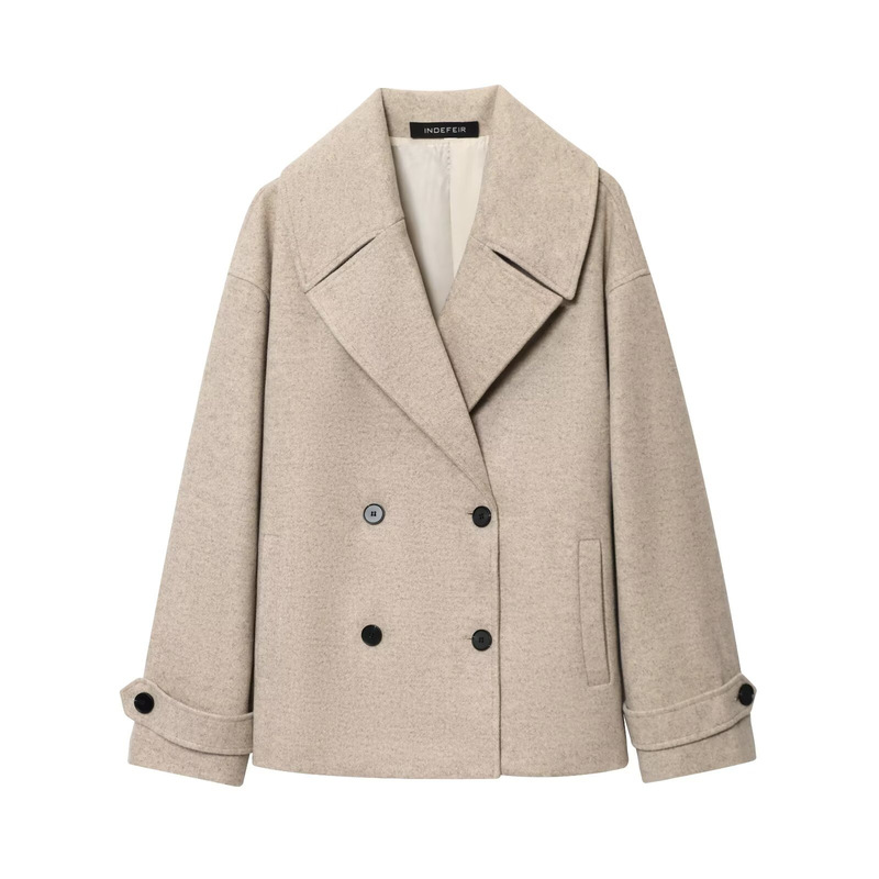 Za Aliexpress Popular Cross-Border European and American Style Women's Clothing Blended Double-Breasted Lapel Short Outwear Jacket Za Aliexpress Popular Cross-Border European and American Style Women's Clothing Blended Double-Breasted Lapel Short Outwear Jacket