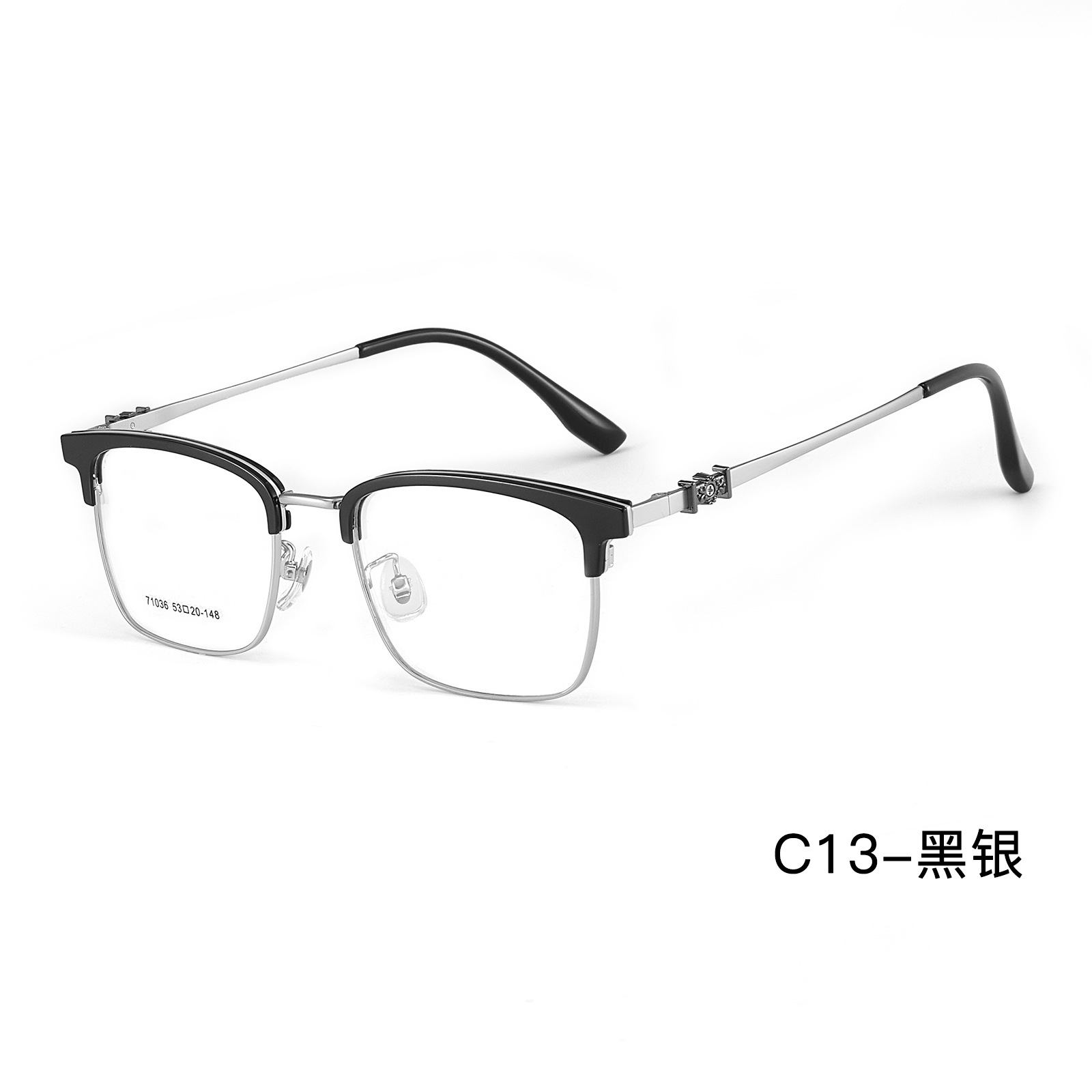 Ajuste del marco de gafas de ceja de negocios de aleación de tendencia de hielo azul Croix-Star con soporte nasal de silicona para miopía Danyang lote